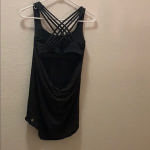 Lululemon black backless tank (with sports bra)